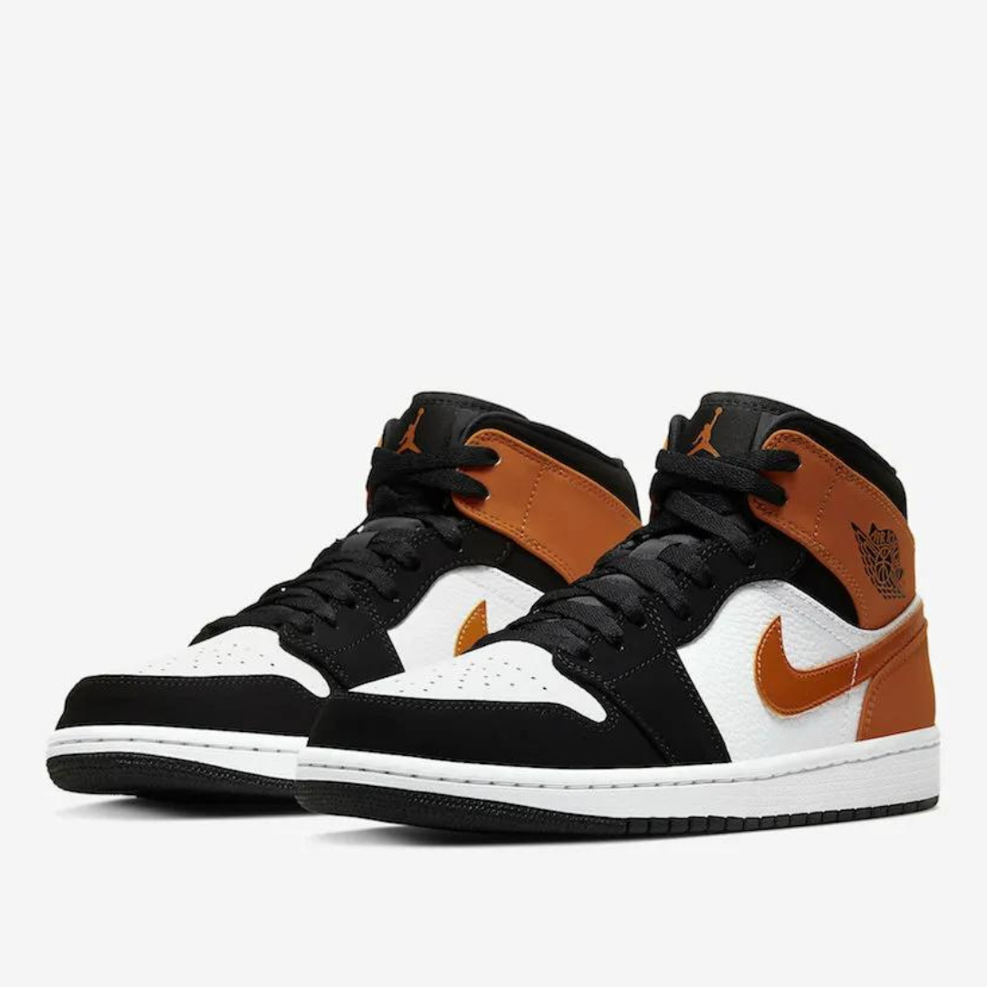 Air jordan 1 mid black white starfish orange hotsell