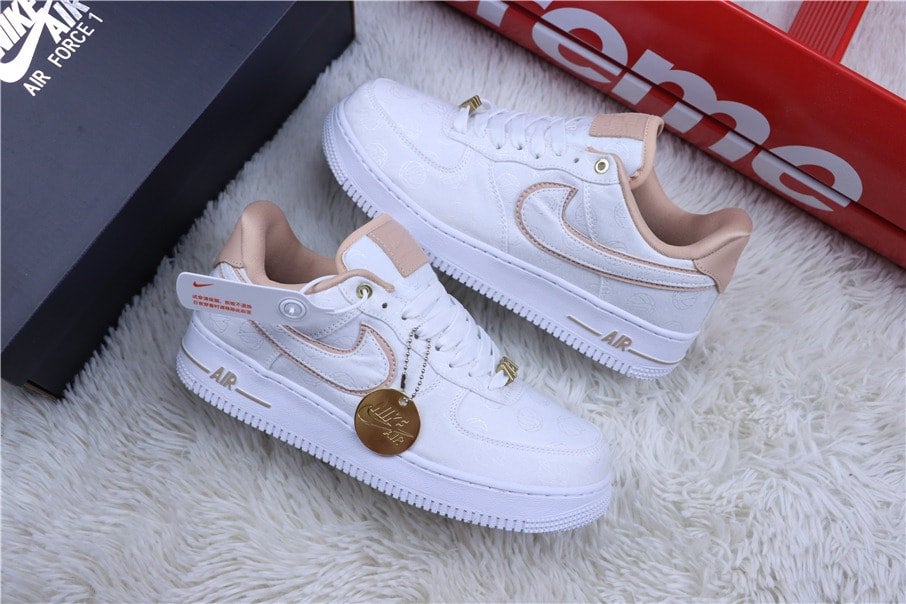 Air force 1 lux white metallic gold bio beige best sale